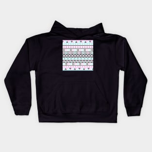 Aztec Influence BW Pink Blue Kids Hoodie